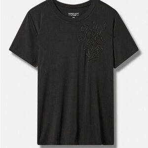 Torrid Beaded Botanical Perfect Super Soft Crew Neck Tee Size 0X